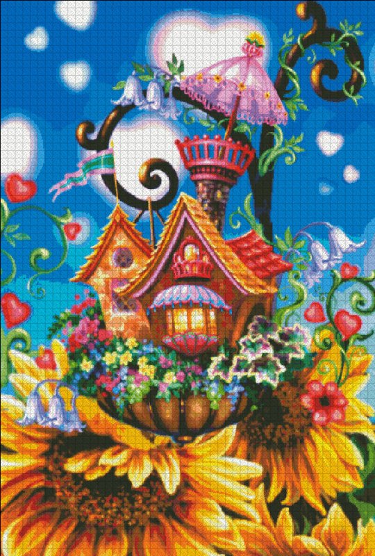 Sunflower Cottage Cross Stitch By Dona Gelsinger