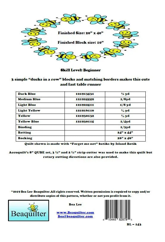 Back of the Duck, Duck, Goose Downloadable Pattern by Beaquilter