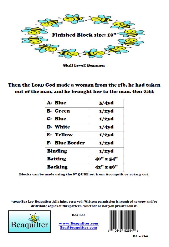 Back of the Eve Downloadable Pattern by Beaquilter