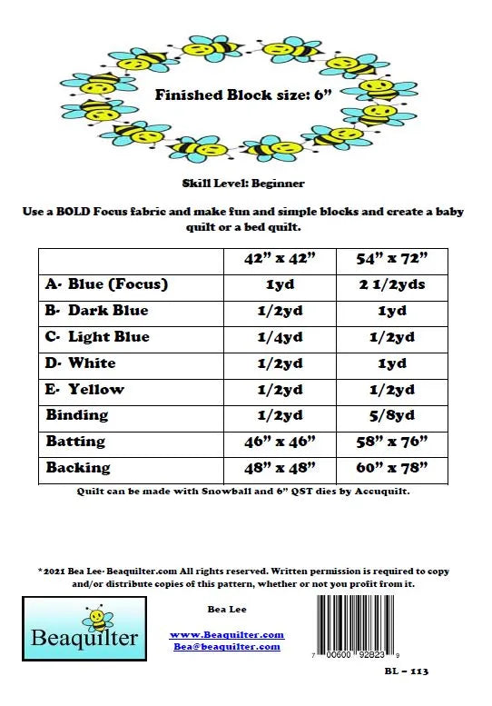 Back of the Feeling Better Quilt Pattern by Beaquilter