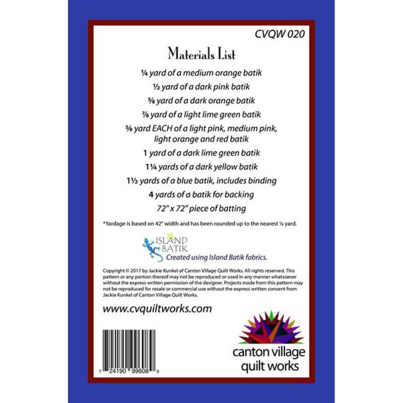 Back of Geometrics quilt pattern showing supplies needed