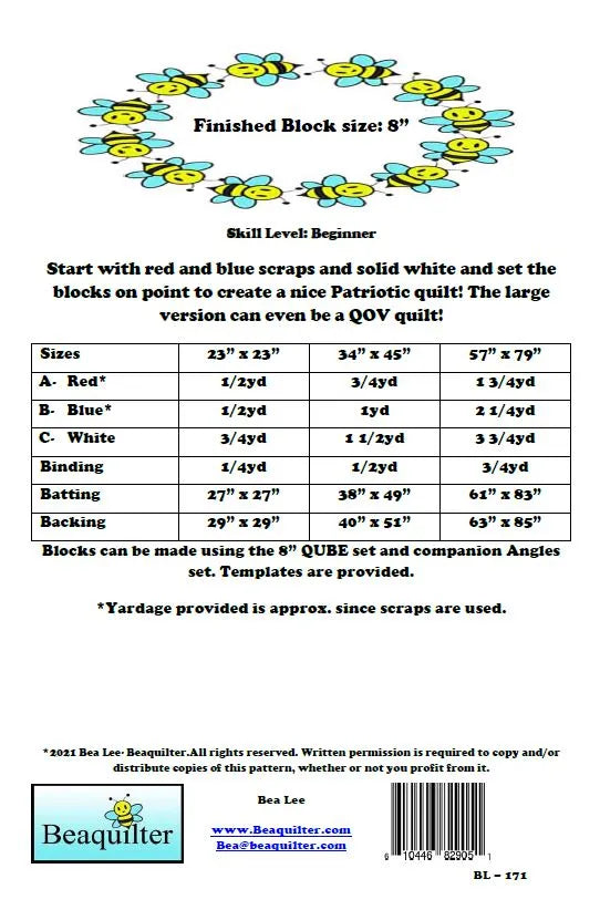 Back of the Honor a Veteran Downloadable Pattern by Beaquilter