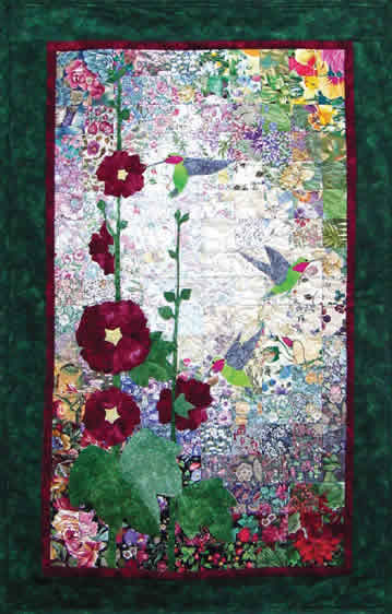 “Hummingbirds & Hollyhocks” Watercolor Quilt Kit