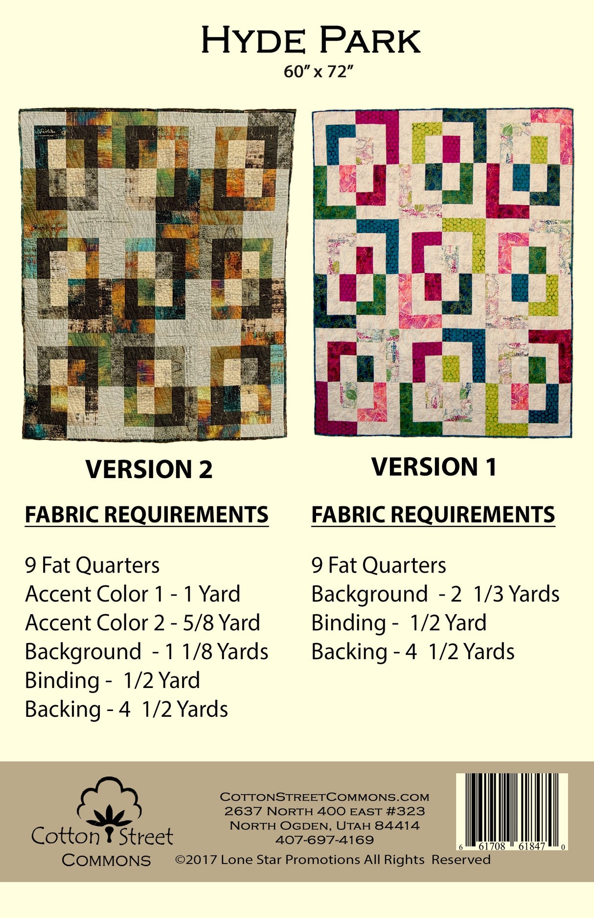 Back of the Hyde Park Downloadable Pattern by Cotton Street Commons