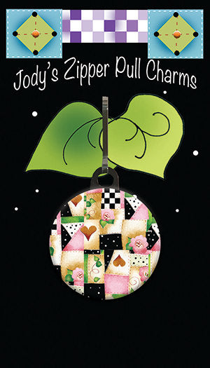 Zipper Charm - Patchwork Pink & Black