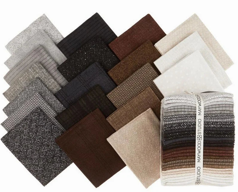 Fat Quarter Woolies Flannel Neutrals Vol. 2, 20pcs/bundle by Maywood Studio