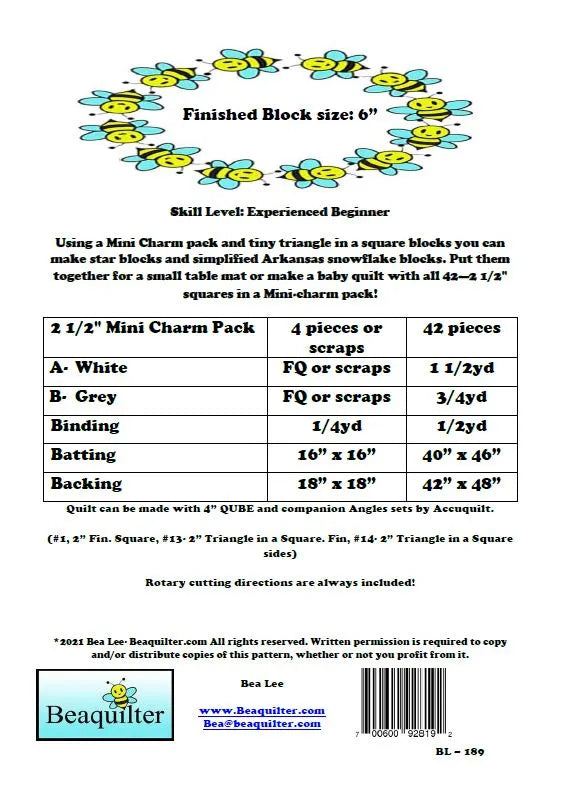 Back of the Kitty Cat Stars Downloadable Pattern by Beaquilter