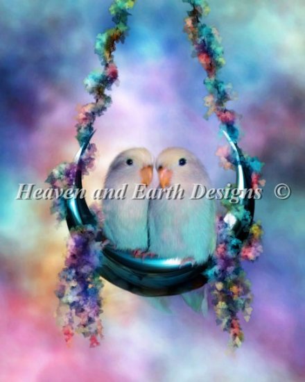 Love On Moon Swing Cross Stitch By Carol Cavalaris