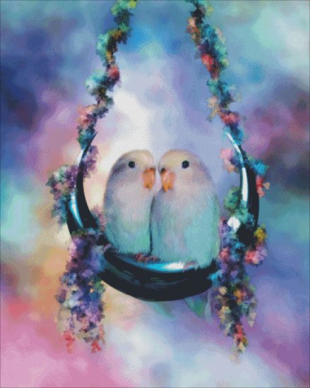 Love On Moon Swing Cross Stitch By Carol Cavalaris