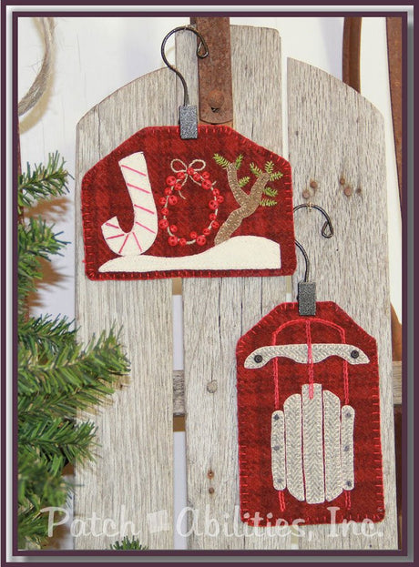Joy & Sled Wool Ornaments