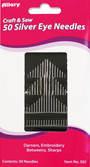 Allary Silver Eye Needles 50/Pkg