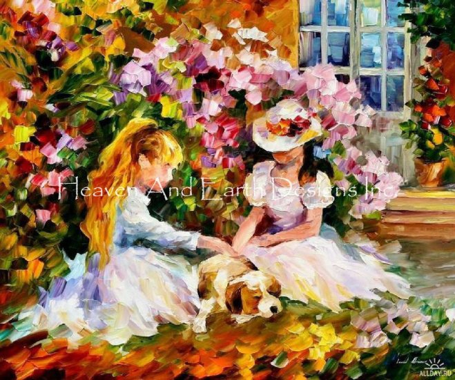 Sisters LA Cross Stitch By Leonid Afremov