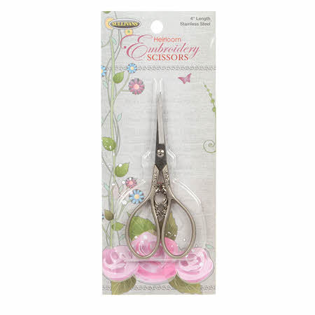 Pewter Teardrop Handle Heirloom Embroidery Scissors 4"