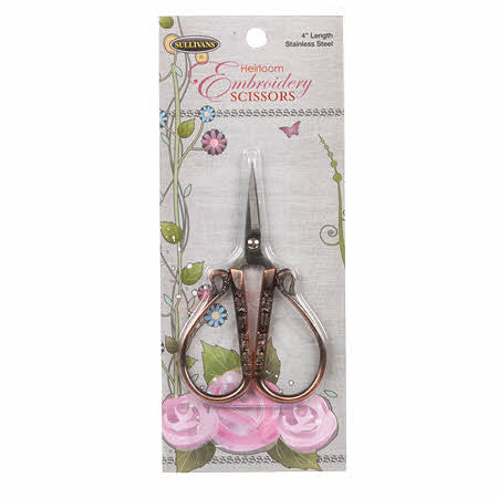 Antique Gold Large Teardrop Handle Heirloom Embroidery Scissors 4"