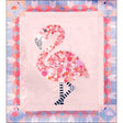 Finished example of South Beach Bella flamingo quilt in pink with purple