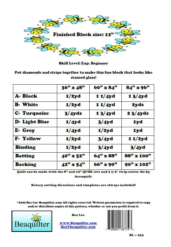 Back of the Stained Glass Downloadable Pattern by Beaquilter