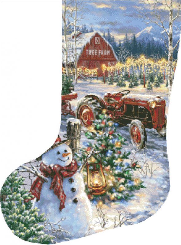 Stocking Christmas Tree Farm 2 Cross Stitch By Dona Gelsinger