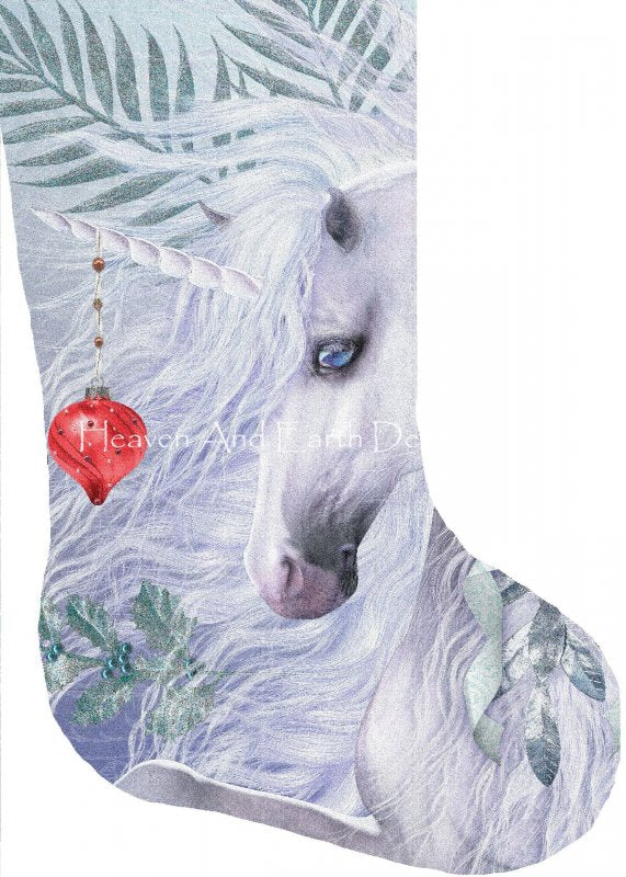 Stocking Christmas Unicorn Cross Stitch By Laurie Prindle