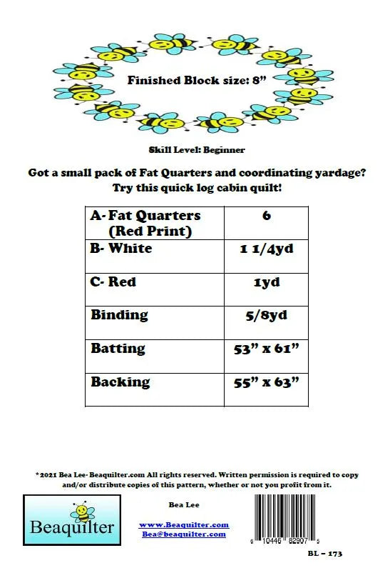 Back of the Strawberry Fields Downloadable Pattern by Beaquilter