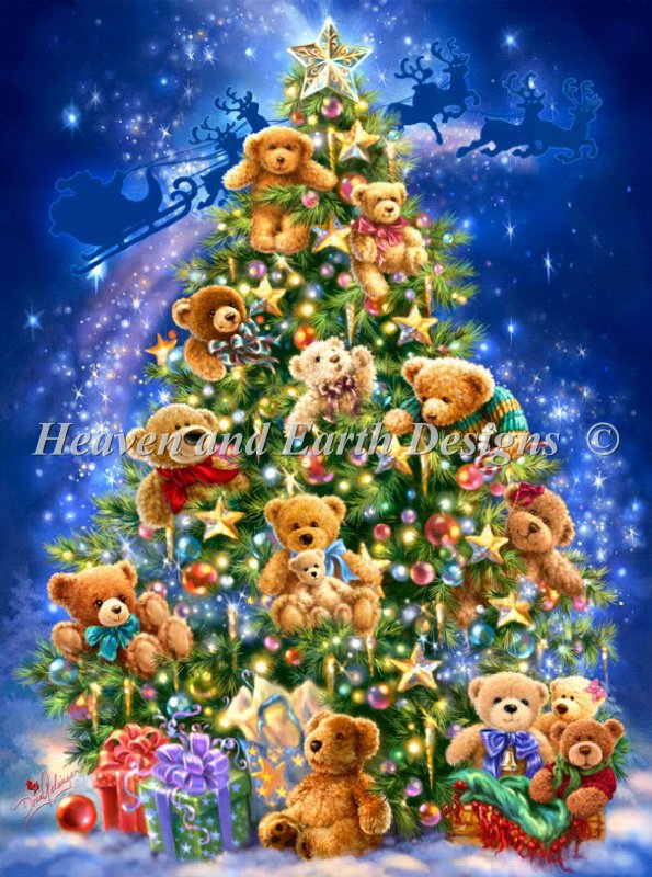 SS Teddy Bear Tree MC Cross Stitch By Dona Gelsinger
