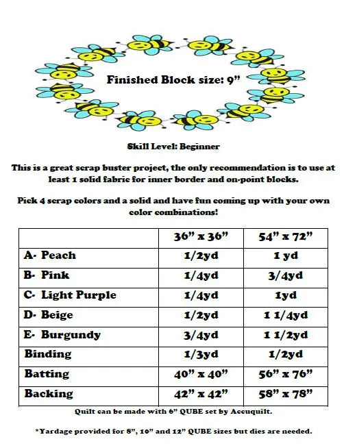 Back of the Sweet Dreams Downloadable Pattern by Beaquilter