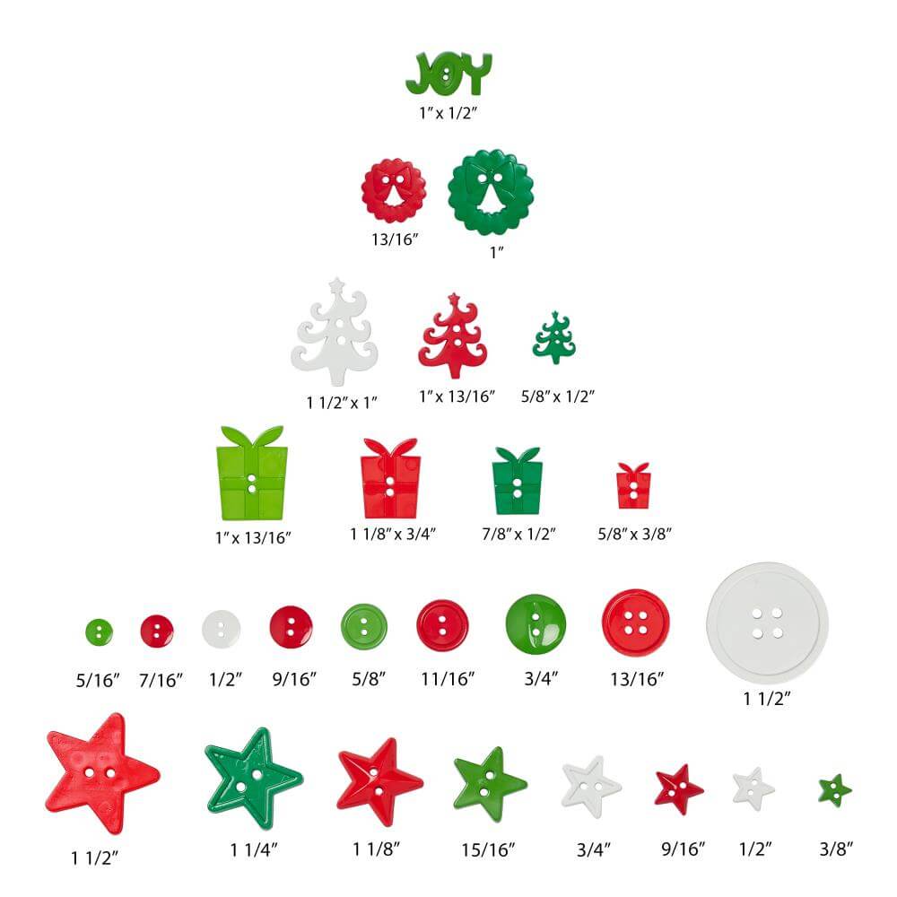 Christmas mix button assortment breakdown