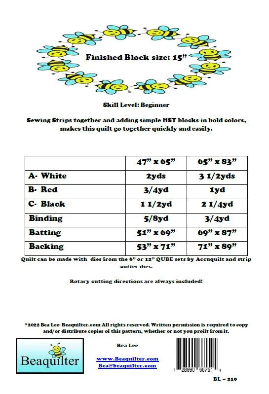 Back of the You’re So Fine Downloadable Pattern by Beaquilter