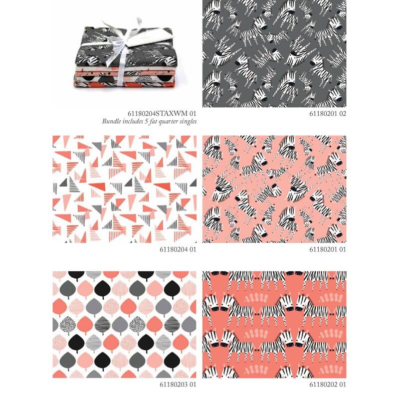 Emma & Mila Zebra Fat Quarter Bundle (5 Pieces)