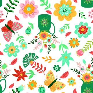 Folk Floral Quilt Fabric by Diane Labombarbe