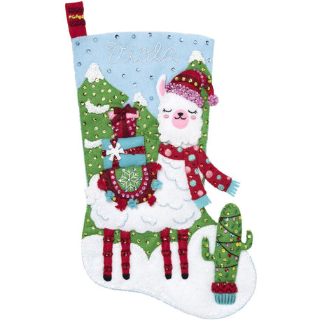 Bucilla Felt Stocking Applique Kit 18" Long: Christmas Llama