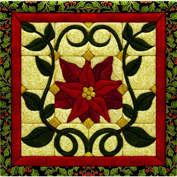 Quilt-Magic No Sew Wall Hanging Kit - Christmas Poinsettia