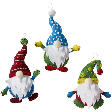 Bucilla Felt Ornaments Applique Kit Set Of 6: Christmas Gnomes