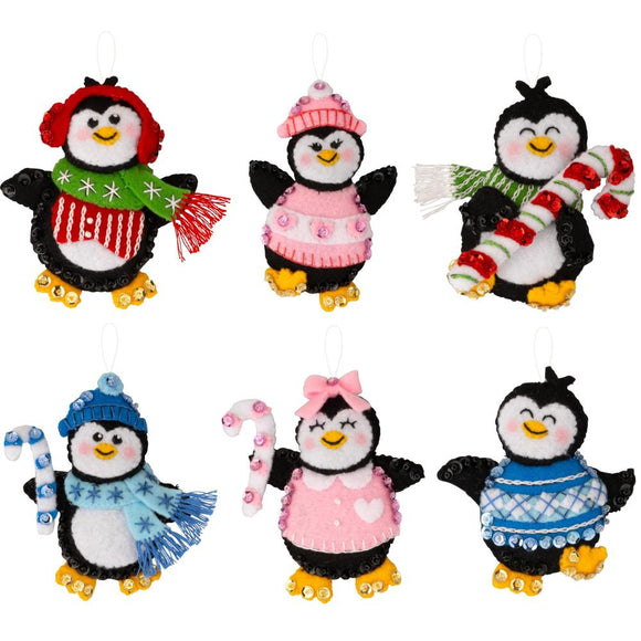 Bucilla Felt Ornaments Applique Kit Set Of 6 - Winter Land Penguins