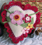 Lacey Heart Pin Cushion Sachet - Wool Applique Pattern by Bird Brain Designs