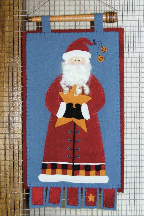 Folksie Santa and Star Hanging - Wool Applique Pattern by Bird Brain Designs