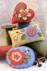 BIG Flowers Pin Cushions - Wool Applique Pattern by Bird Brain Designs