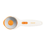Back of the 60mm Stick Rotary Cutter White and Orange by Fiskars