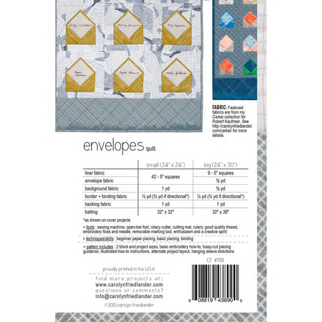 Back of the Envelopes Quilt Pattern by Carolyn Friedlander