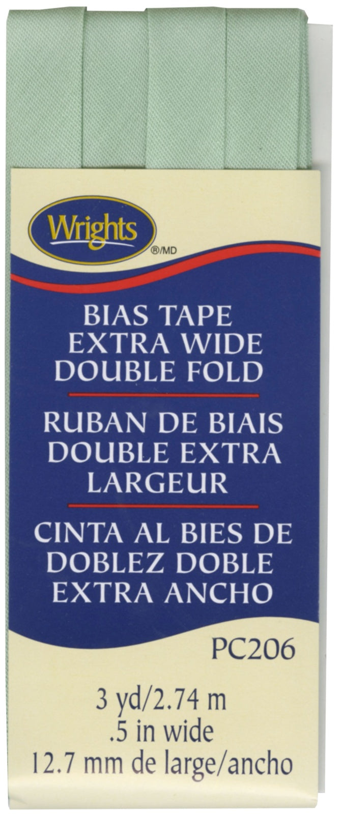 Extra Wide Double Fold Bias Tape 1/2in x 3yds Seafoam by Wright Co