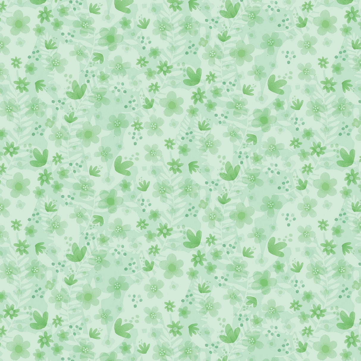 Green Tonal Floral Fabric by Benartex - Contempo - Kanvas