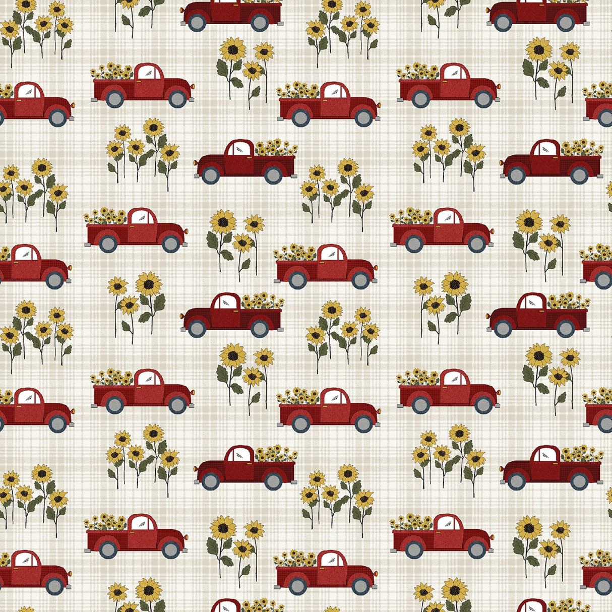 Natural Country Road Trucks Fabric by Benartex - Contempo - Kanvas