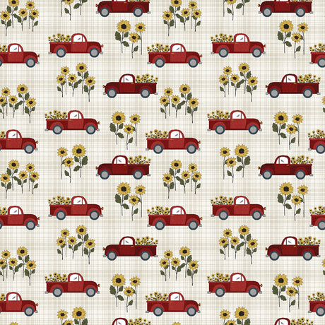 Natural Country Road Trucks Fabric by Benartex - Contempo - Kanvas