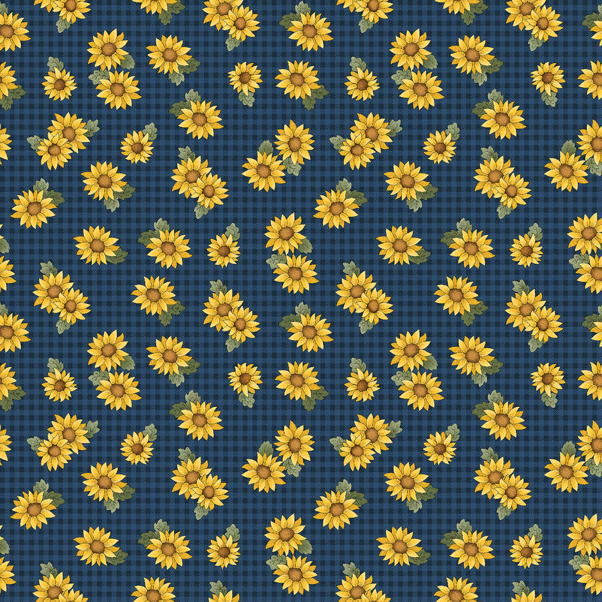 Dark Blue Field Sunflowers Fabric by Benartex - Contempo - Kanvas