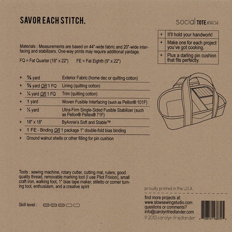 Back of the Social Tote Pattern by Carolyn Friedlander
