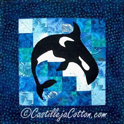 Jump For Joy Orca Whales Downloadale Pattern by Castilleja Cotton