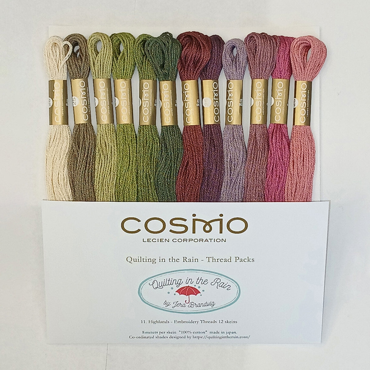 Cosmo Cotton Embroidery Floss Pack Highlands 12 Colors by Lecien Japan, Inc.