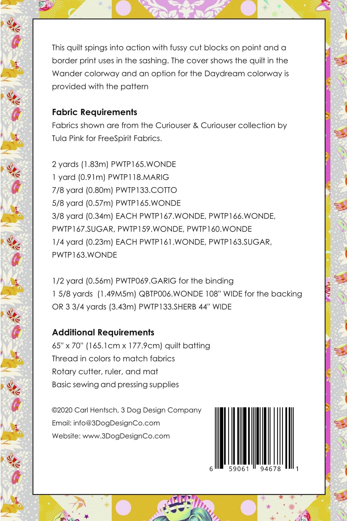 Back of the Grand Jete' Downloadable Pattern by 3 Dog Design Co Quilt Patterns