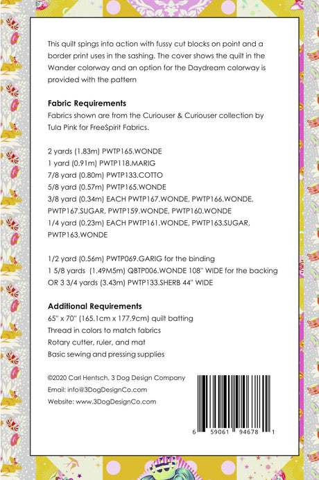 Back of the Grand Jete' Downloadable Pattern by 3 Dog Design Co Quilt Patterns