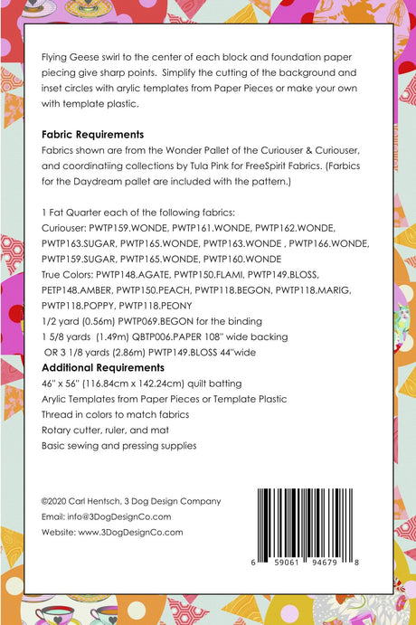 Back of the Down the Rabbit Hole Downloadable Pattern by 3 Dog Design Co Quilt Patterns