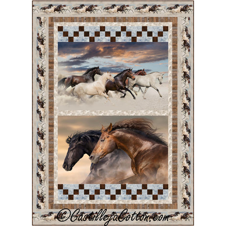 Racing Horses Queen Downloadable Pattern by Castilleja Cotton